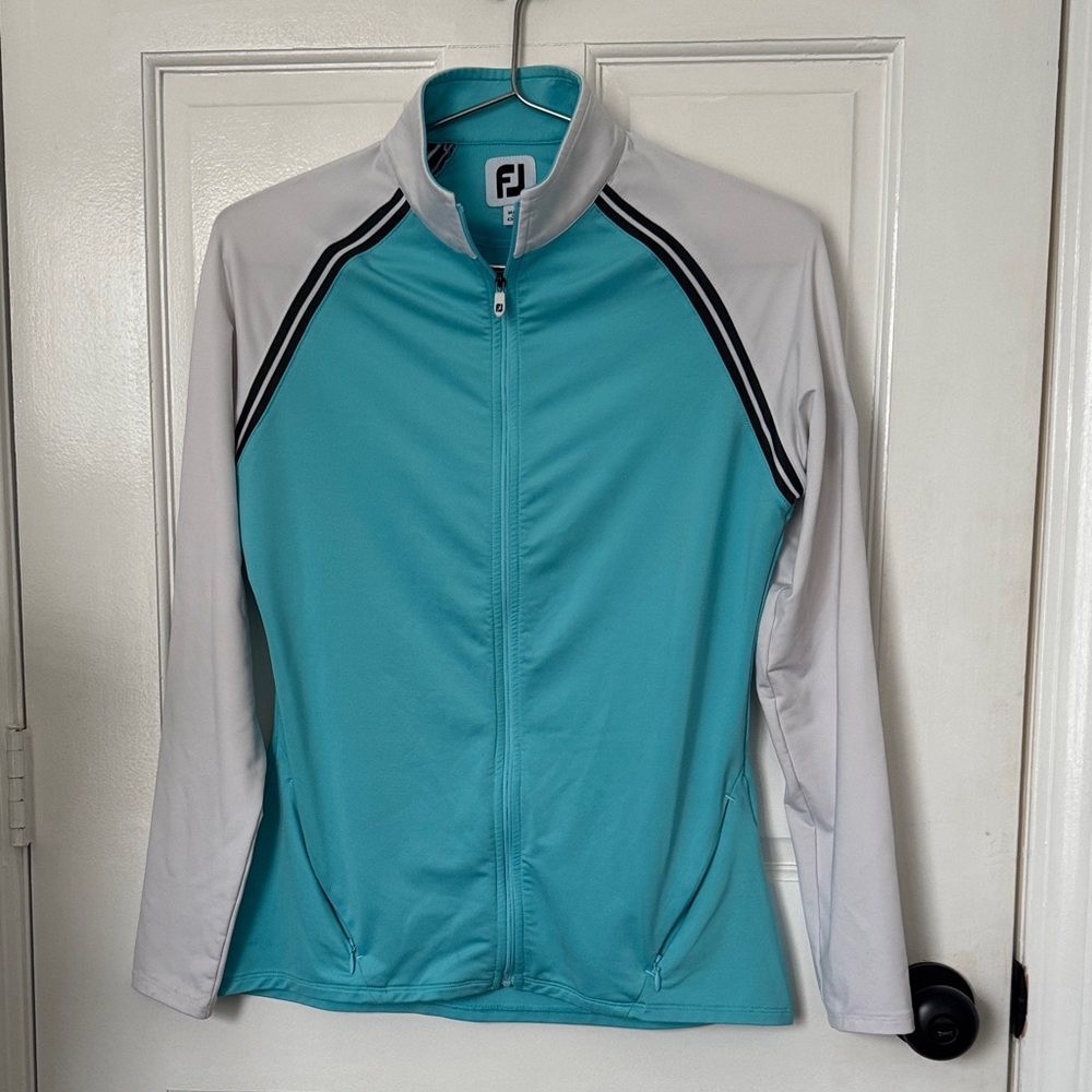 FootJoy Aqua and White Zip-Up Jacket
